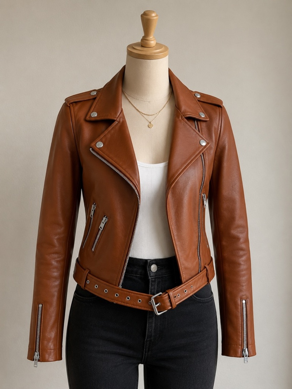 Levi’s Faux Leather Women's Cognac Moto Jacket Size XS Short